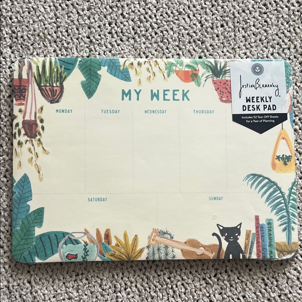 Jessie Beck Weekly Desk Pad Planner – Green Botanical "My Week"